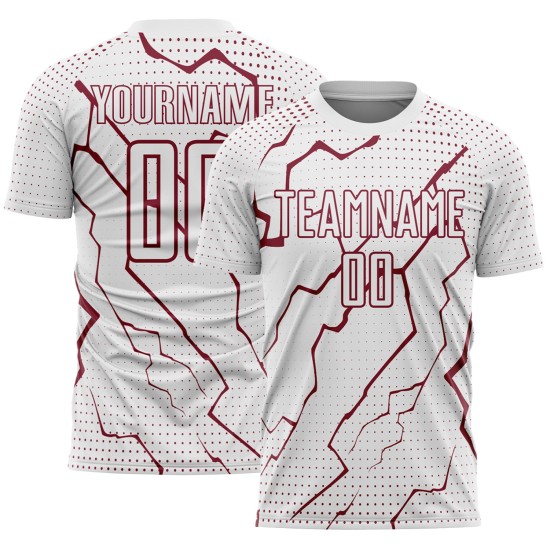 Lightning Crimson Jersey Sports Soccer White Uniform Sublimation Custom Lightning Crimson Jersey Sports Soccer White Uniform Sublimation Custom