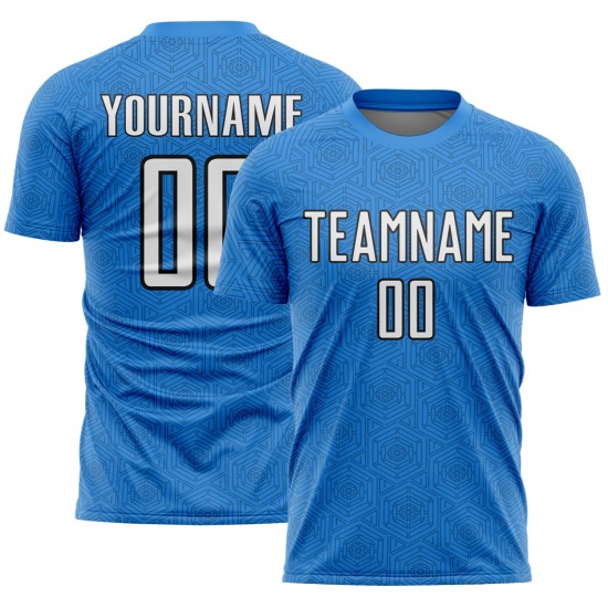Sports Shape White-Black Sublimation Uniform Jersey Soccer Blue Powder Geometric Custom